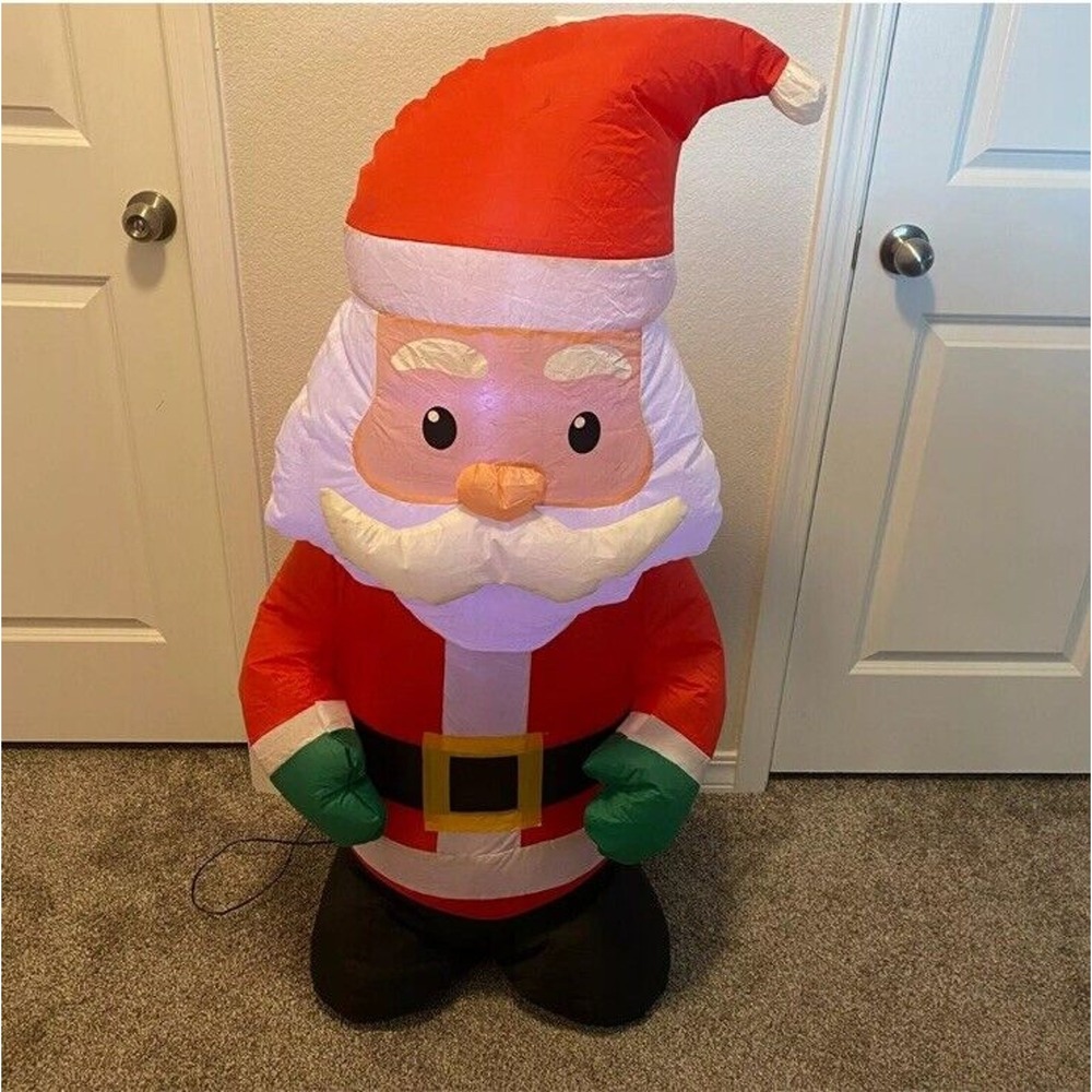 Holiday Time Airblown Inflatable 4 Ft Light-Up Santa Yard Christmas Decorations